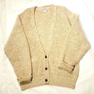 Private Supply by Segue Shetland Wool Cardigan Natural Men XL Vintage Grandpa Sw